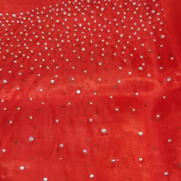 Red Sequin Scarf Glossy Sheen Sheer Scarf Wedding Formal Dress Scarf - NEW - Picture 12 of 13